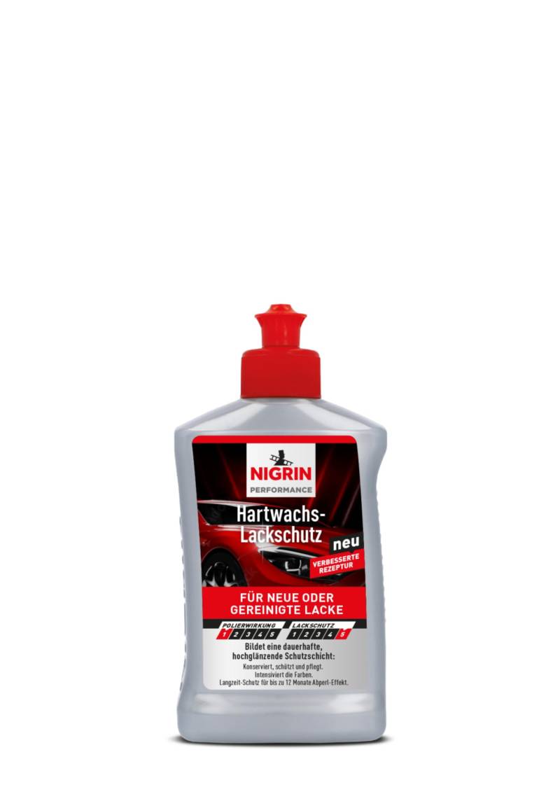 NIGRIN Performance Hartwachs-Lackschutz, pflegt und konserviert, mit Abperl-Effekt, beugt Mikrokratzern vor, sorgt für intensive Farben und Hochglanz, inkl. Schwamm und Mikrofaser-Tuch, silber, 300 ml von NIGRIN