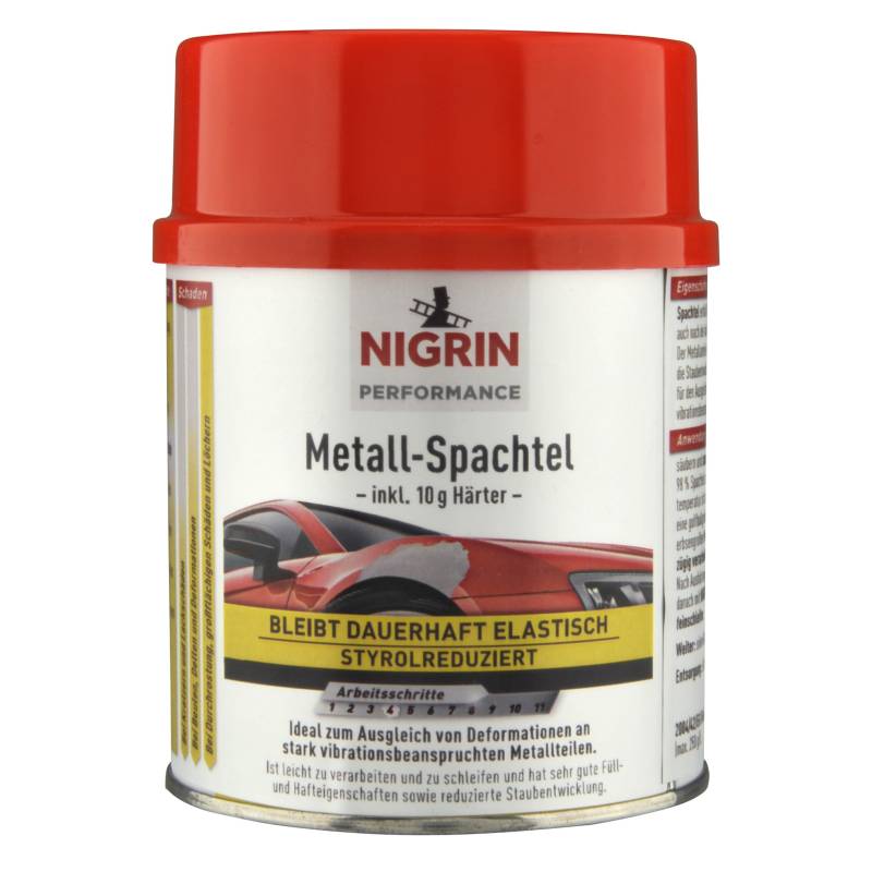 NIGRIN Performance Metall-Spachtel, zum Ausgleich von Deformationen und Metallteilen, styrolreduziert, 500 g von NIGRIN