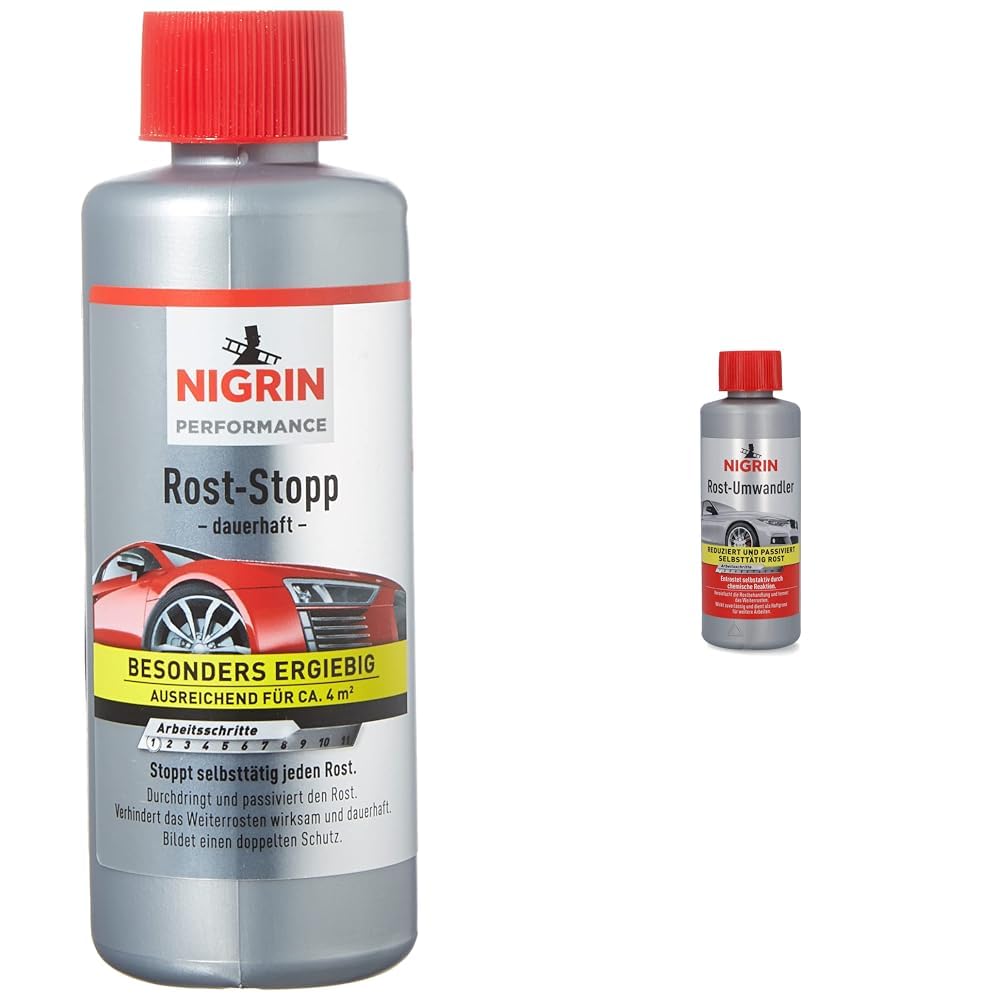 NIGRIN Rost-Stopp, 200 ml, Korrosionsschutz auf Tanin-Basis, langanhaltender Rostschutz & Rostumwandler, 200 ml, rostlösend, Rostentferner, hemmt das Weiterrosten, entrostet selbstaktiv, schwarz von NIGRIN