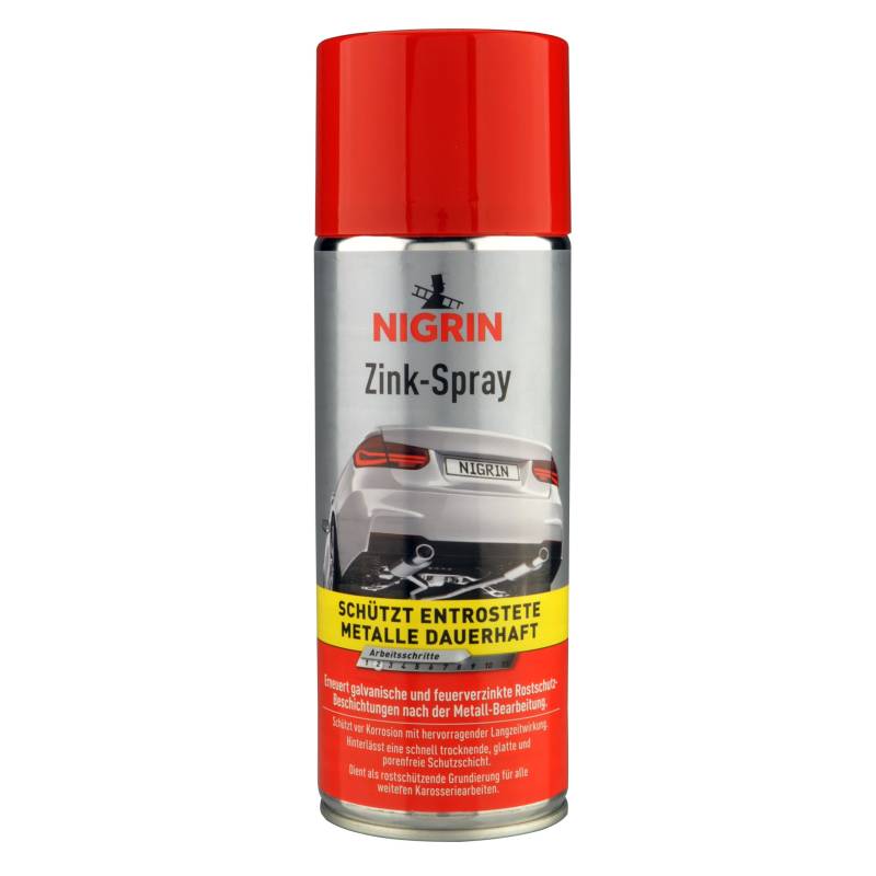 NIGRIN Zinkspray, 400 ml, erneuert die Rostschutz-Beschichtung nach der Metall-Bearbeitung, langanhaltender Rostschutz, schnell trocknend von NIGRIN