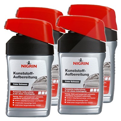 Nigrin 4x 300ml Kunststoff-Aufbereitung schwarz [Hersteller-Nr. 72939] von NIGRIN