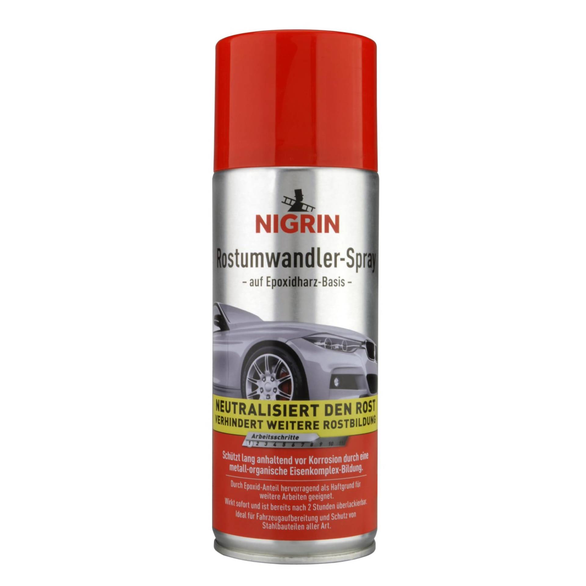 NIGRIN Rostumwandler Spray, 400 ml, Korrosionsschutz Lack mit rostumwandelnden Eigenschaften, langanhaltender Korrosionsschutz von NIGRIN