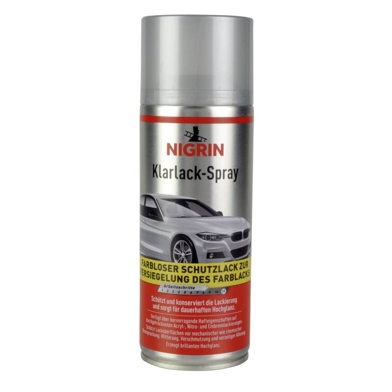 NIGRIN Acryl , Klarlack, 400 ml, glänzender Autolack, schütz Felgen und Karosserie vor Rost, schnell trocknend, Klar von NIGRIN