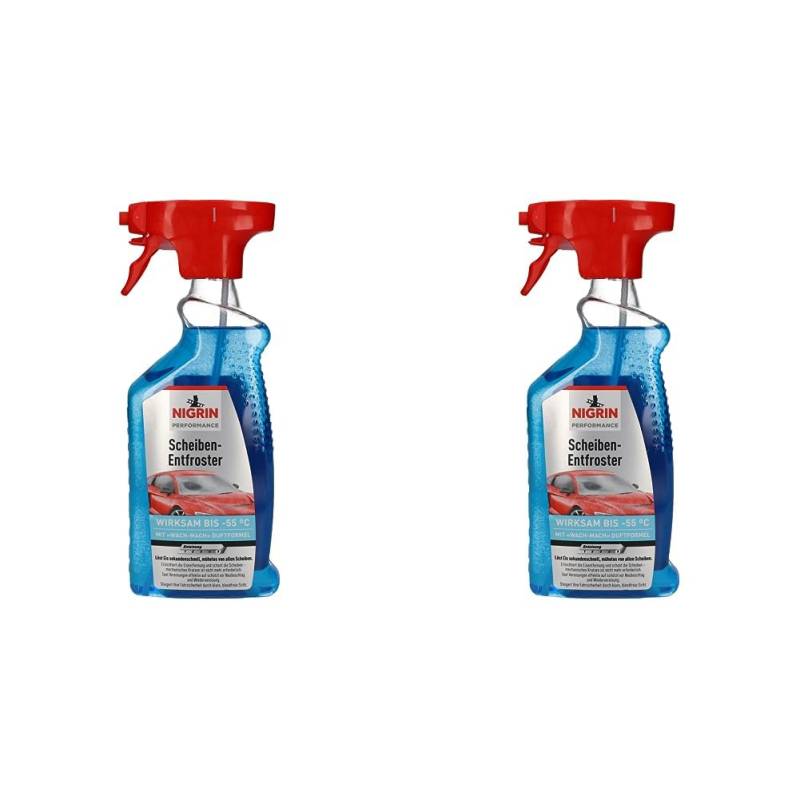 Scheiben-Entfroster 500ml Sprühflasche, Scheiben-Enteiser-Spray, Pumpzerstäuber, wirksam bis -55° C, verhindert Wiedervereisung (Packung mit 2) von NIGRIN