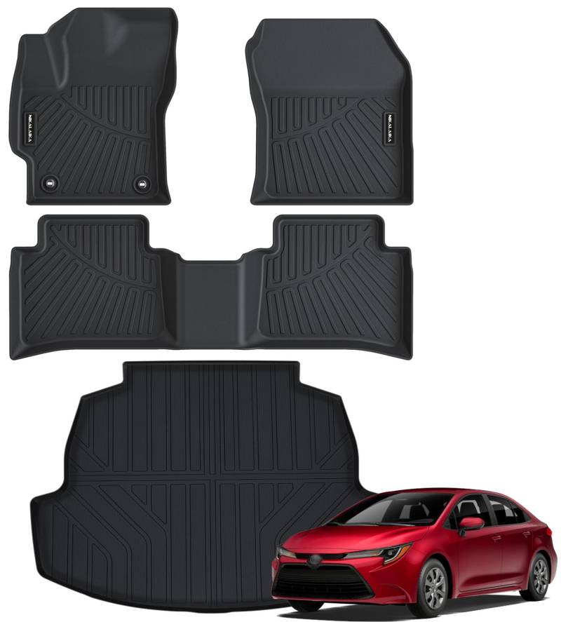 NIKALAIKA Fußmatten & Cargo Liner für 2020 2021 2022 2023 2024 Toyota Corolla/Corolla Hybrid Limousine (Nicht für Schrägheck) Allwetterschutz TPE Gummi Komplettset Automobilzubehör, Schwarz von NIKALAIKA