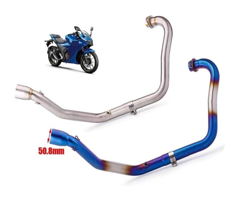 Motorrad Auspuff Mittleres Für Suz&uki GIXXER 250 GIXXER250 SF250 Slip Auf Motorrad Auspuff Flucht Schalldämpfer Vorne Rohr Mittleren Link Rohr(Silber) von NIKISO