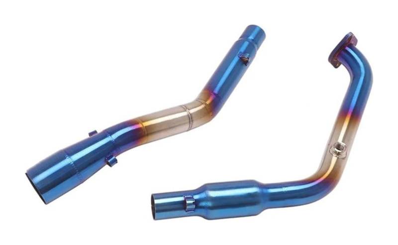 Motorrad Auspuff Mittleres Für Y&amaha Für YZF R15 R125 V3 V4 Für MT-15 2017-2021 Slip-On-Motorradauspuff-Escape-Schalldämpfer Vorne Mittelverbindungsrohr(Blue 2020-2021) von NIKISO