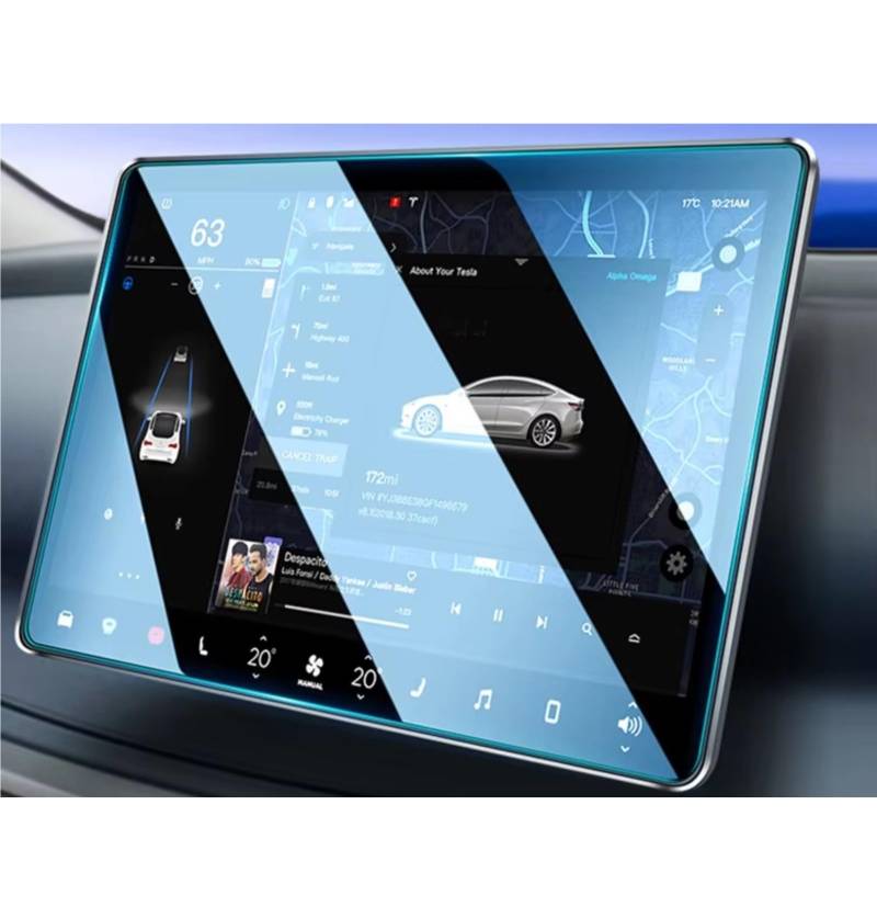 NIONGYN Kompatibel Mit BYD Für Song Plus-dmi 2021 2022 2023 Auto 12,8 Zoll 15,6 Zoll Zubehör Gehärtetes Glas GPS Navigation Schutzfolie Türscharnier-Stoppgurt(12.8 Inch GPS) von NIONGYN