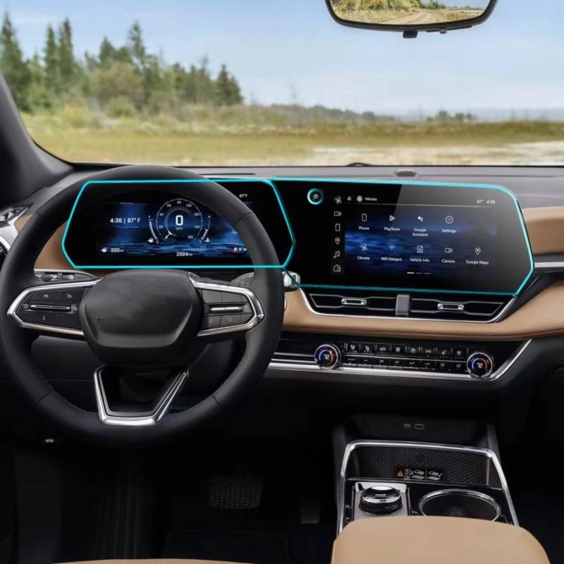 NIONGYN Kompatibel Mit Chevrolet Für Equinox 2024, TPU-Displayschutzfolie, Auto-Infotainment-Bildschirm, Navigationsschutz, Armaturenbrett-Zubehörfolie Türscharnier-Stoppgurt von NIONGYN