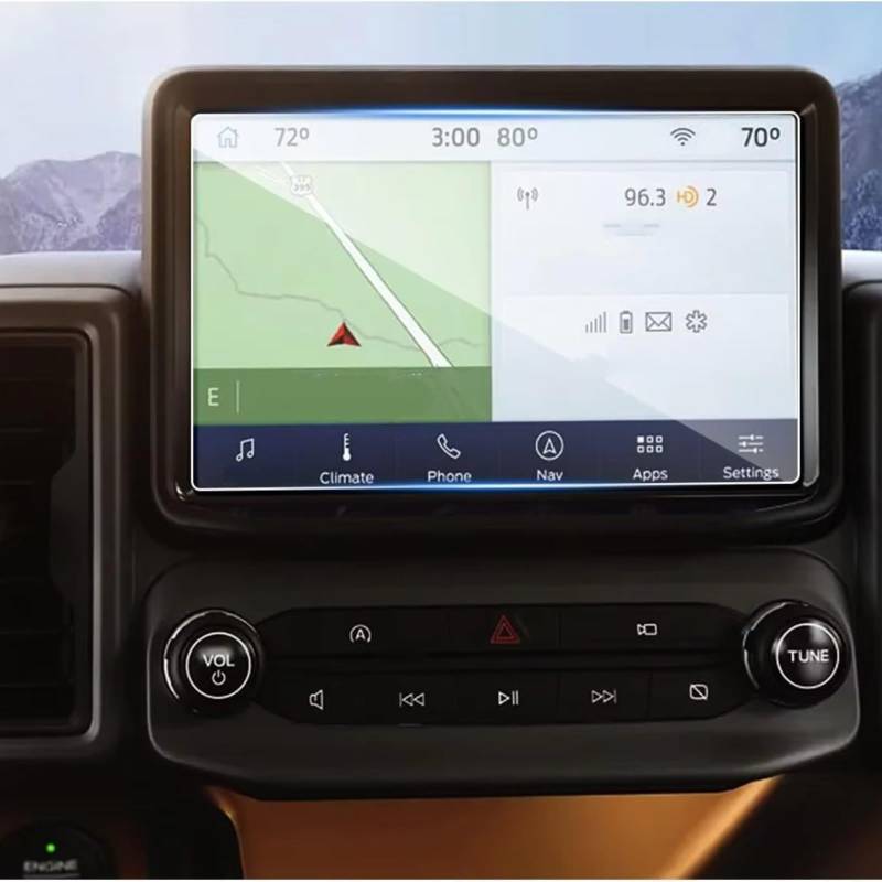 NIONGYN Kompatibel Mit Ford Für Bronco Für Sport 2024 Auto 8 Zoll GPS-Navigation Innenzubehör Gehärtetes Glas Displayschutzfolie Türscharnier-Stoppgurt von NIONGYN