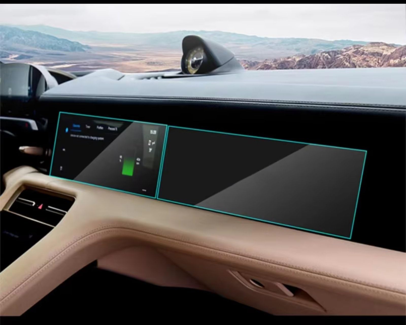 NIONGYN Kompatibel Mit Porsche Für Taycan 2020 2021 2022, Auto-LCD-GPS-Navigation, Gehärtetes Glas Und Armaturenbrett-Displayschutzfolie Türscharnier-Stoppgurt(Multimedia 2pcs) von NIONGYN