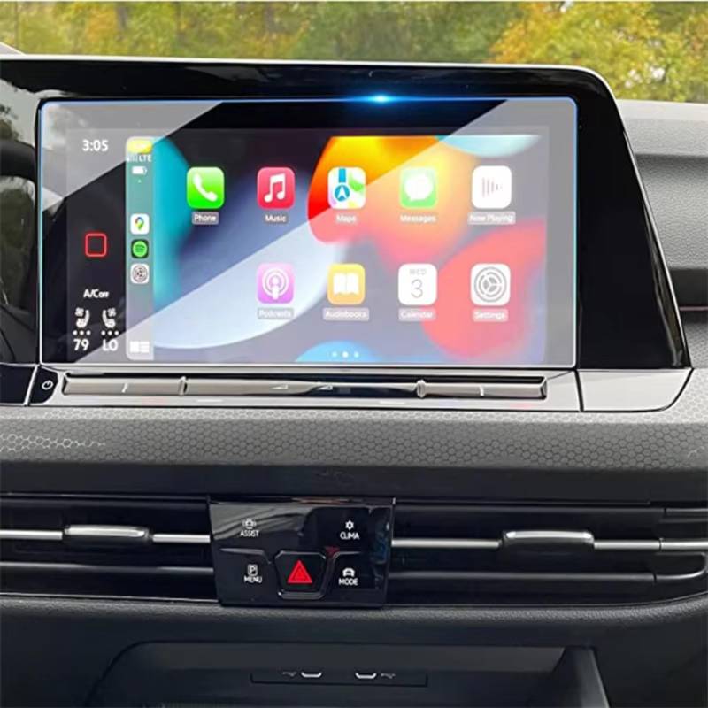 NIONGYN Kompatibel Mit VW Für Golf Für GTI Für Golf R 2022 2023 Auto 10 Zoll Infotainment Navigation GPS Multimedia Displayschutzfolie Aus Gehärtetem Glas Türscharnier-Stoppgurt von NIONGYN