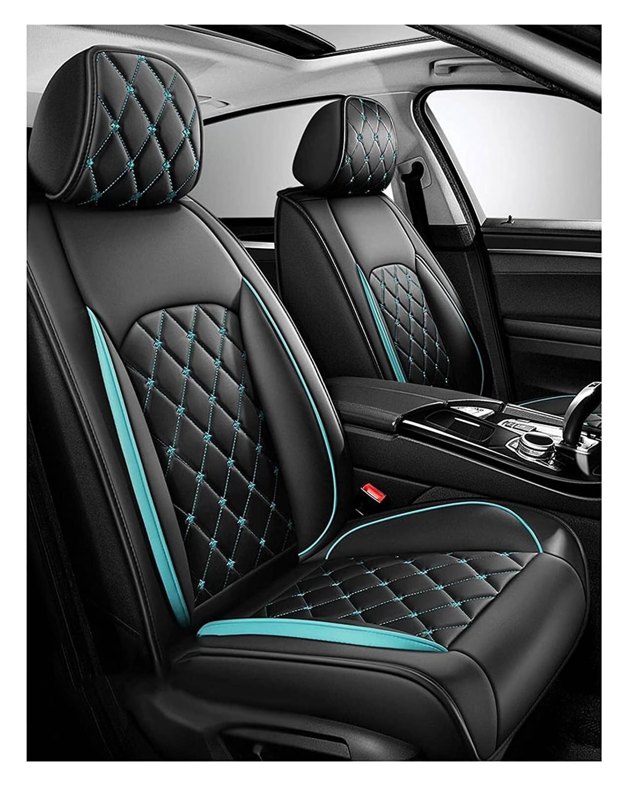 Full Set Auto Sitzbezüge für Audi E-tron Sportback SUV, Wasserdichter Leder-Autositzbezug, Seasons Protectors VerschleißFest, 5-Sitzer Autositzbezug Universal, Airbag kompatibel ( Color : B(Blue) ) von NISMIA