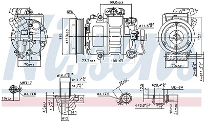 Nissens Kompressor, Klimaanlage [Hersteller-Nr. 89026] für Audi, Seat, Skoda, VW von NISSENS