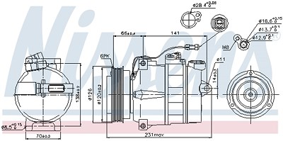 Nissens Kompressor, Klimaanlage [Hersteller-Nr. 89054] für Audi, Porsche, Skoda, VW von NISSENS