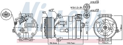 Nissens Kompressor, Klimaanlage [Hersteller-Nr. 89057] für Cadillac, Fiat, Opel von NISSENS