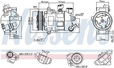 Nissens Kompressor, Klimaanlage [Hersteller-Nr. 890607] für Audi, Cupra, Seat, Skoda, VW von NISSENS