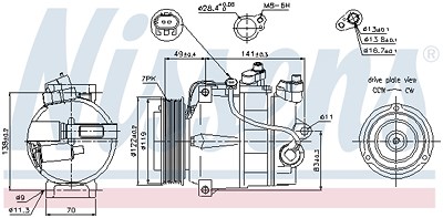 Nissens Kompressor, Klimaanlage [Hersteller-Nr. 89200] für Mercedes-Benz von NISSENS
