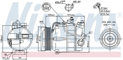 Nissens Kompressor, Klimaanlage [Hersteller-Nr. 89200] für Mercedes-Benz von NISSENS