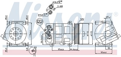 Nissens Kompressor, Klimaanlage [Hersteller-Nr. 89202] für Abarth, Alfa Romeo, Fiat, Lancia, Opel von NISSENS