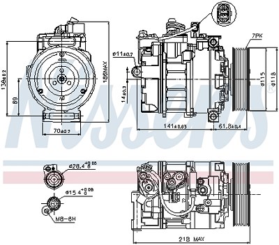 Nissens Kompressor, Klimaanlage [Hersteller-Nr. 89210] für Audi, VW von NISSENS
