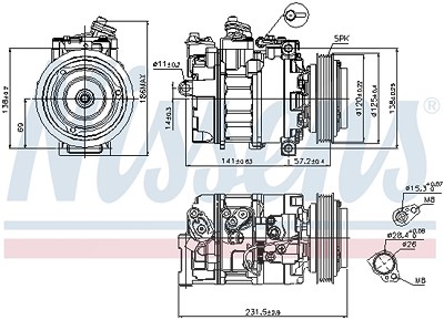 Nissens Kompressor, Klimaanlage [Hersteller-Nr. 89231] für Land Rover, Mg, Rover von NISSENS