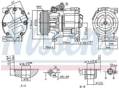 Nissens Kompressor, Klimaanlage [Hersteller-Nr. 89405] für Abarth, Fiat, Ford, Lancia von NISSENS