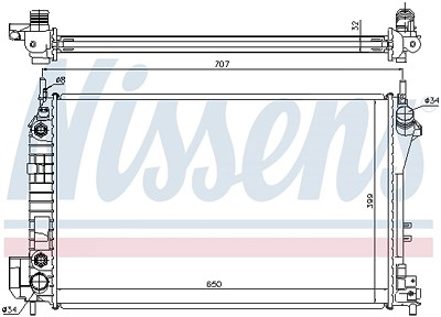 Nissens Kühler, Motorkühlung [Hersteller-Nr. 63023A] für Cadillac, Fiat, Opel, Saab von NISSENS