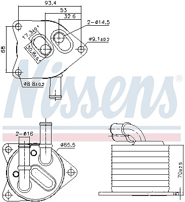 Nissens Ölkühler, Automatikgetriebe [Hersteller-Nr. 91396] für Citroën, Ds, Opel, Peugeot von NISSENS