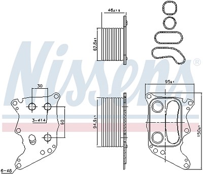 Nissens Ölkühler, Motoröl [Hersteller-Nr. 90991] für Citroën, Ds, Mini, Opel, Peugeot von NISSENS