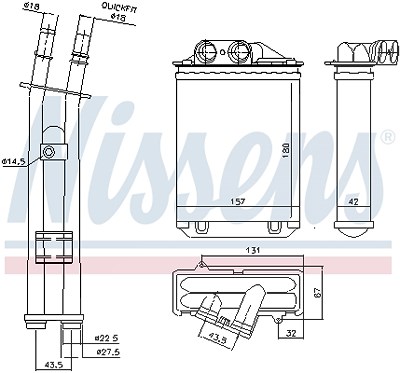 Nissens Wärmetauscher, Innenraumheizung [Hersteller-Nr. 71459] für Abarth, Fiat von NISSENS