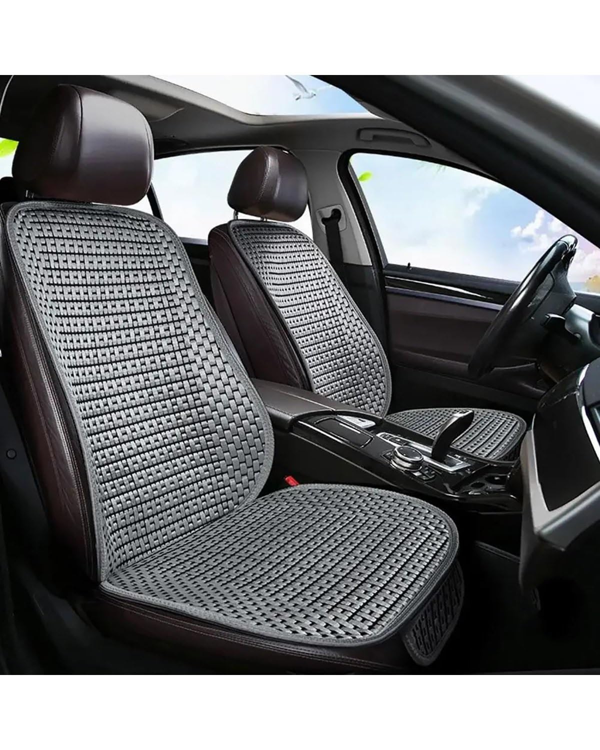 NJHZBH Autositzbezug Sommer Eisseide Autositzkissen Vorne Universal Sitzkissen Zurück Autositzkissen Geeignet Für Autos Autositzkissen(Gray) von NJHZBH
