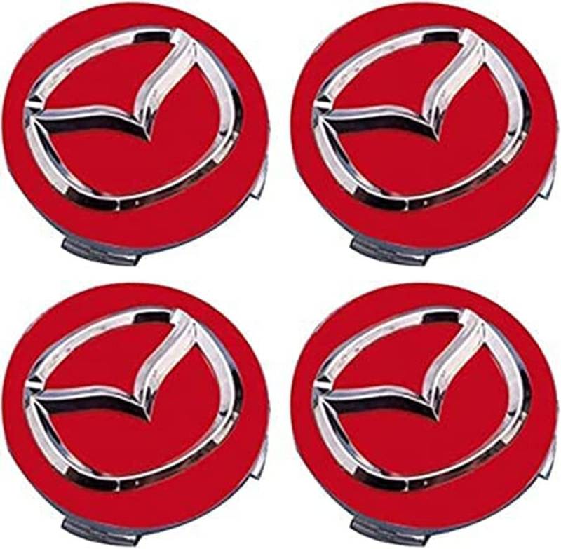 4 Stück Auto Radnabenkappen für Mazda 2 3 6 MX-5 MX-30 CX-3 CX-8 56mm,Nabendeckel Felgendeckel Nabenabdeckung Trim Schutz Kratzfest Wasserdicht Autozubehör von NJIVGYTA
