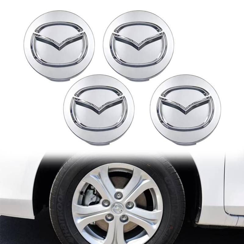4 Stück Auto Radnabenkappen für Mazda MX-5,Nabendeckel Felgendeckel Nabenabdeckung Trim Schutz Kratzfest Wasserdicht Autozubehör,A von NJIVGYTA