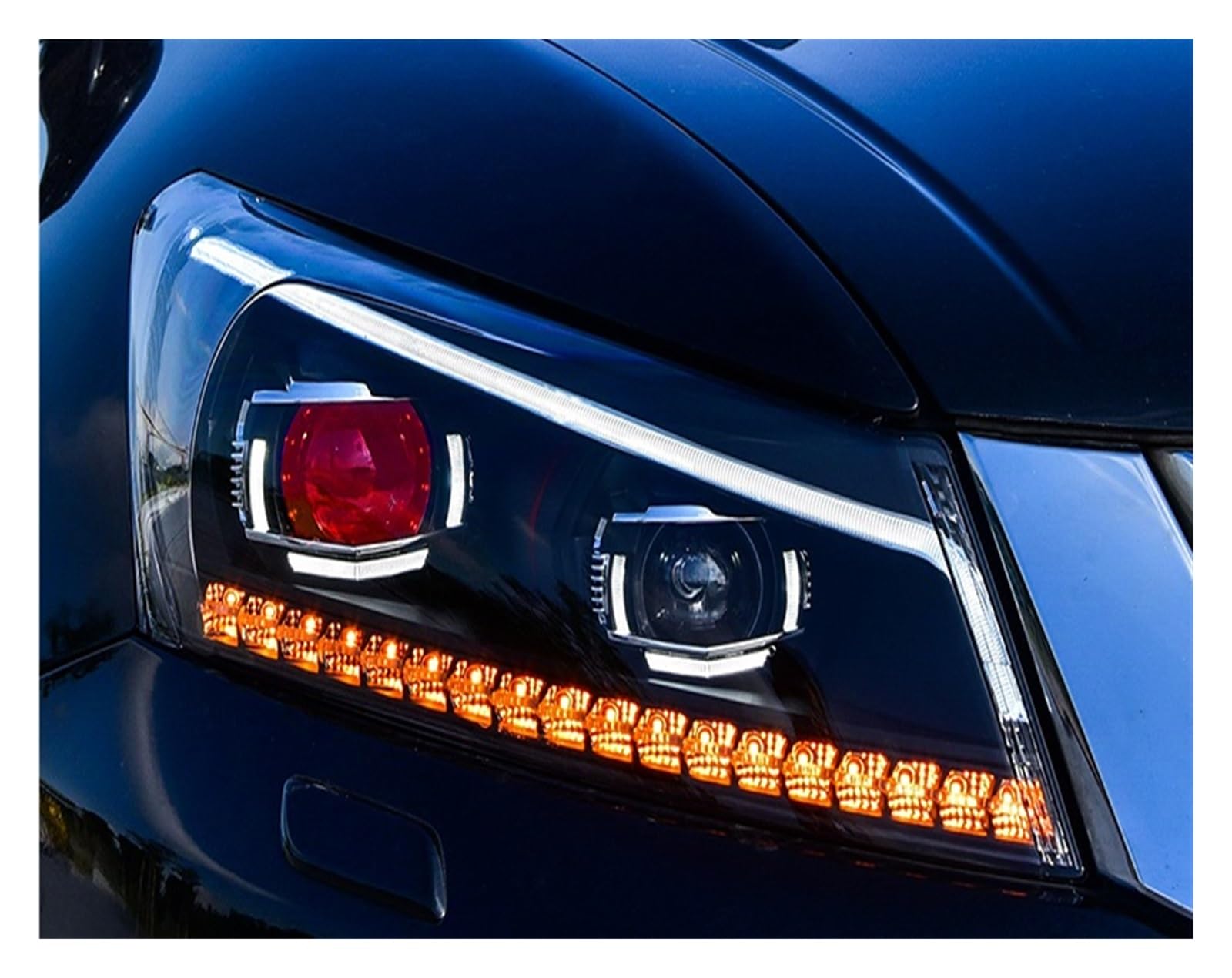 NKAVUNROL Headlight Assembly Compatible With Accord 2008-2012 LED DRL LED Sequential Turn Signal Demon Eyes(LED Lamp) von NKAVUNROL