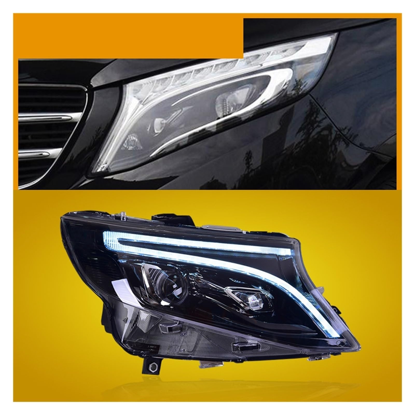 NKAVUNROL Headlight Assembly Compatible With Mercedes-Benz Vito W447 2014-2020 V-Class/Metris LED Sequential Turn Signal LED DRL Full LED Light(LED Light) von NKAVUNROL