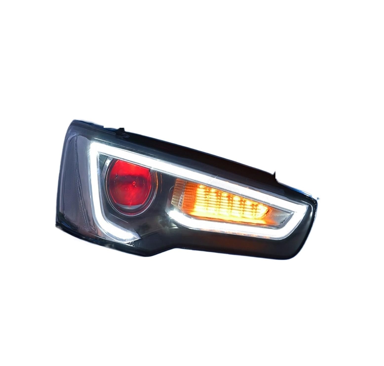NKAVUNROL Headlight Assembly Compatible With Mitsubishi Lancer 2009-2016 Galant Fortis/Proton Inspira LED DRL LED turn signal Demo eye(LED Lamp) von NKAVUNROL