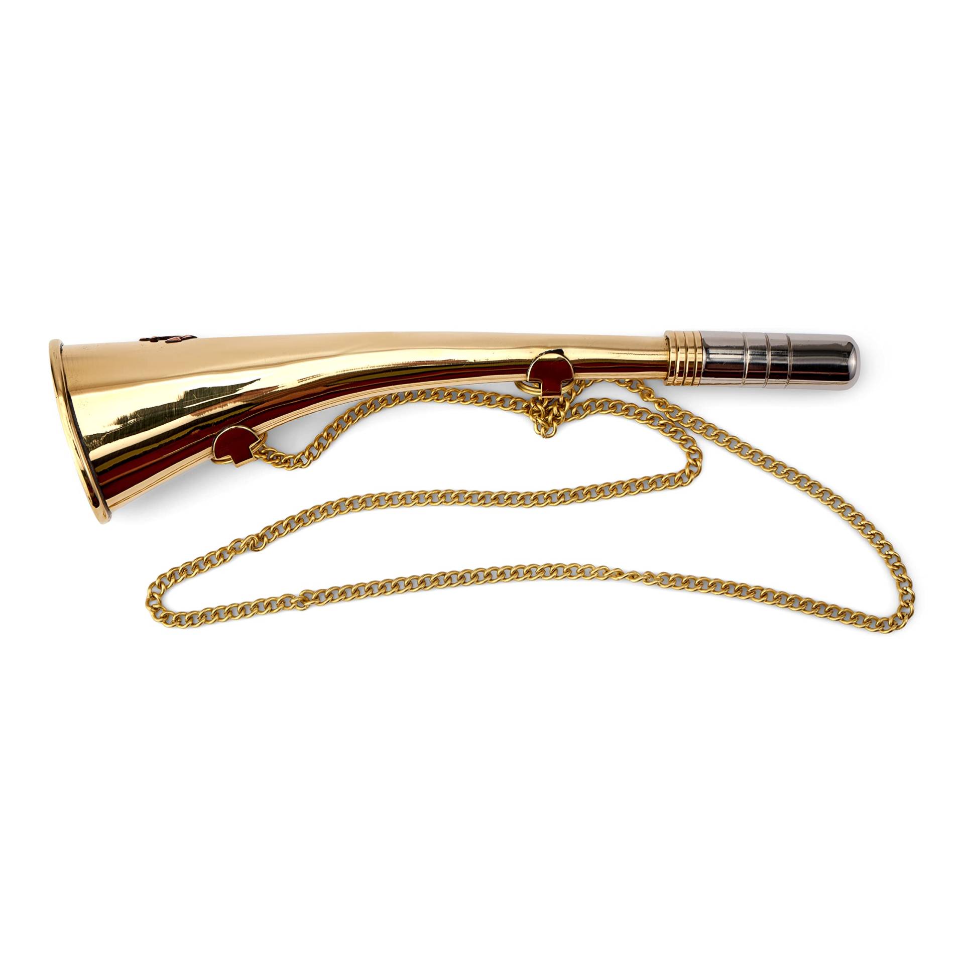 NKlaus 23cm Maritimes Nebelhorn Messing gold massiv mit Kette 23cm uthentischem Sound 11697 von NKlaus