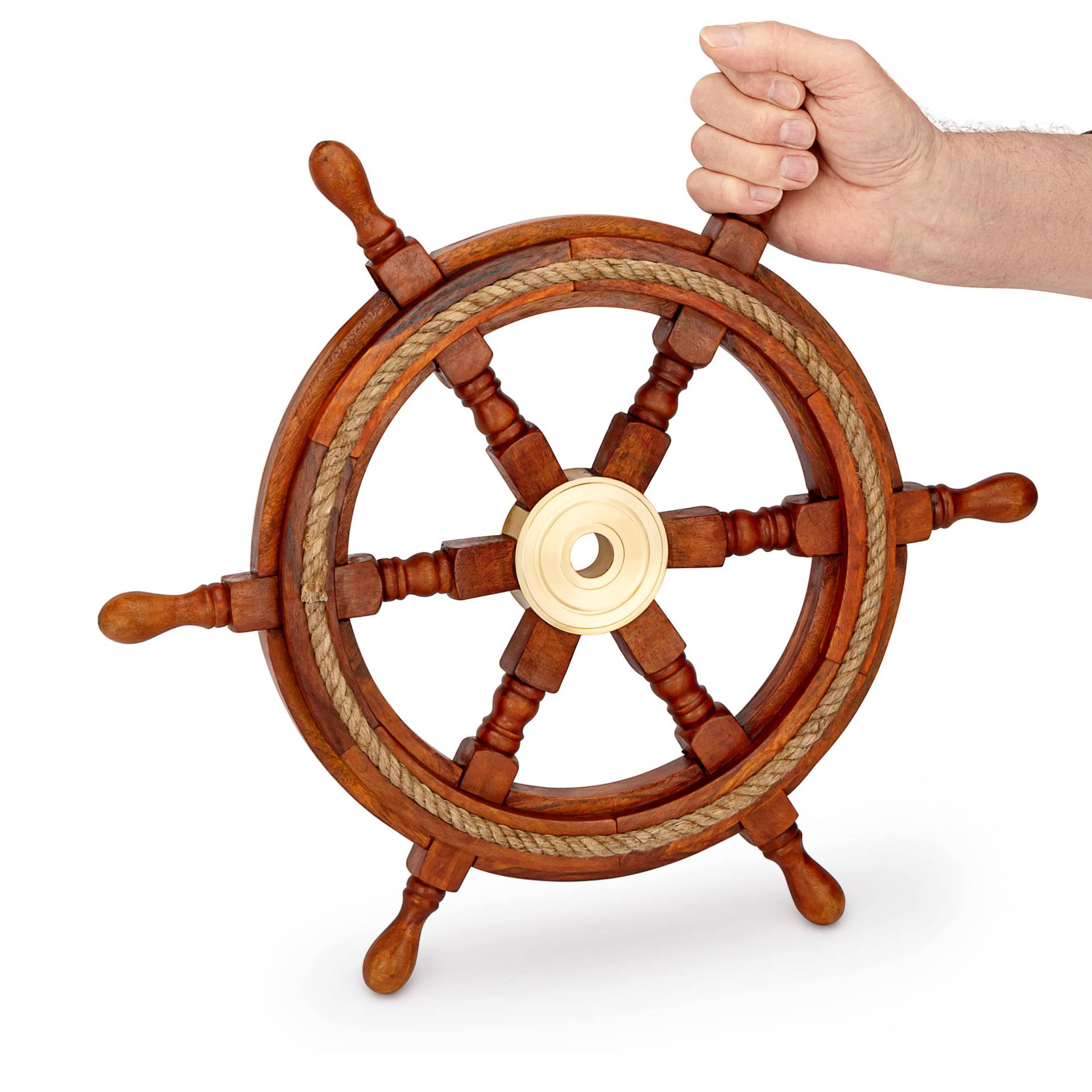 NKlaus 45cm Maritimes Steuerrad Holz mit Messingnabe Standard-Qualität Schiffsrad Deko 11742 NKlaus 45cm Maritimes Steuerrad Holz mit Messingnabe Standard-Qualität Schiffsrad Deko 11742 von NKlaus