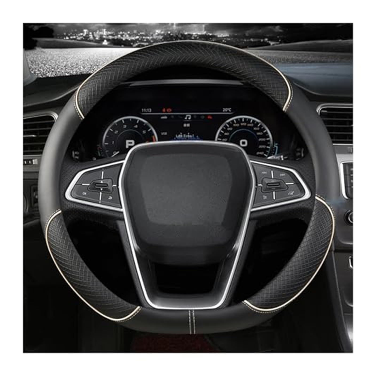 Für Fiesta Für MK7 2000-2006 2007 2008 2009 2010 2011 2012 2013 2014 2015 2016 2017 2018 2019 2020 Auto Lenkung Abdeckung Lenkradbezug(BEIGE D Shape) von NLNGNZBZTP