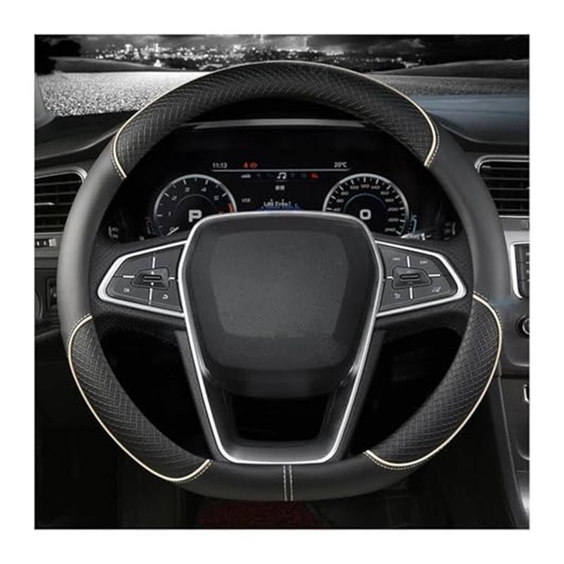 Für Fiesta Für MK7 2000-2006 2007 2008 2009 2010 2011 2012 2013 2014 2015 2016 2017 2018 2019 2020 Auto Lenkung Abdeckung Lenkradbezug(BEIGE D Shape) von NLNGNZBZTP