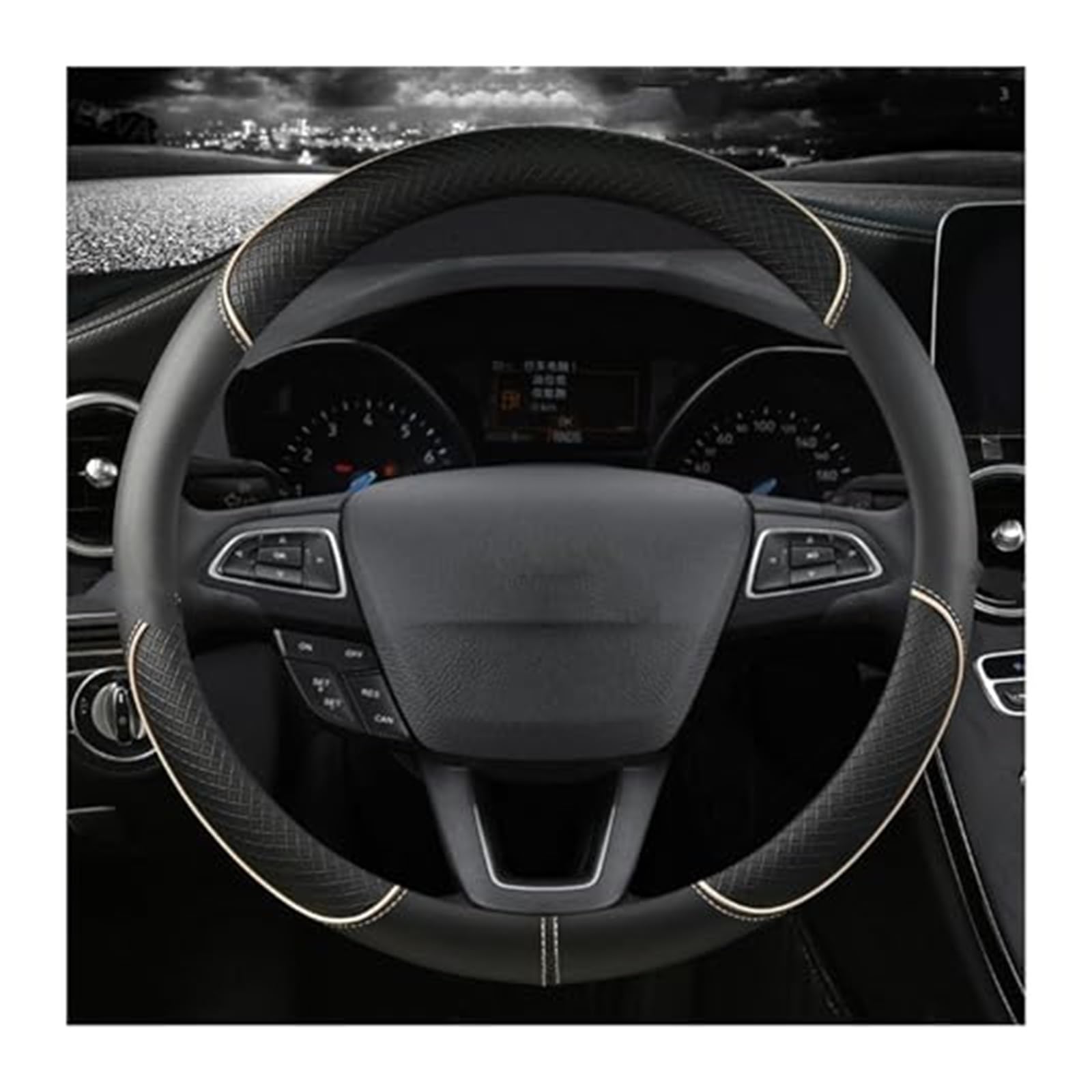 Für Fiesta Für MK7 2000-2006 2007 2008 2009 2010 2011 2012 2013 2014 2015 2016 2017 2018 2019 2020 Auto Lenkung Abdeckung Lenkradbezug(BEIGE O Shape) von NLNGNZBZTP