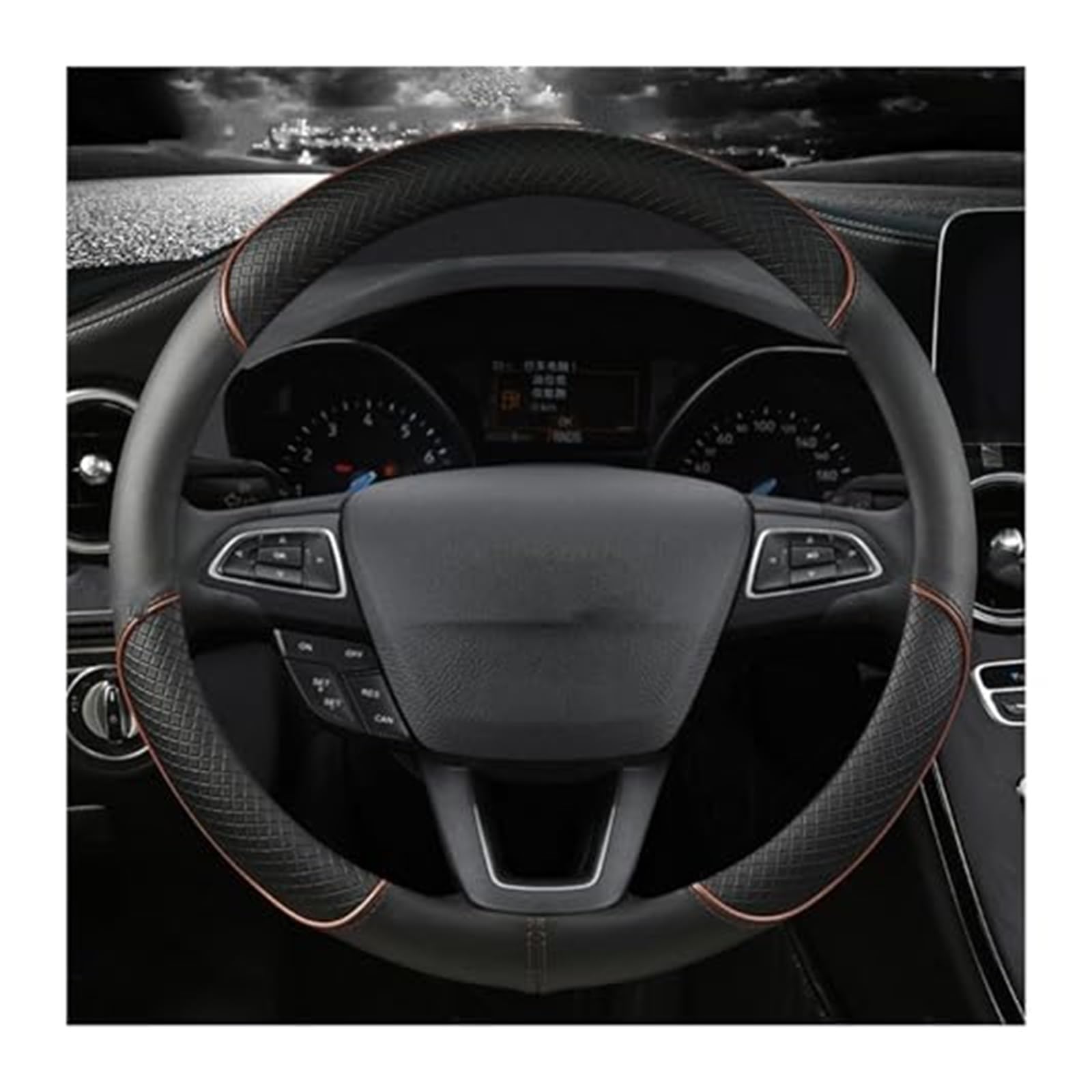 Für Fiesta Für MK7 2000-2006 2007 2008 2009 2010 2011 2012 2013 2014 2015 2016 2017 2018 2019 2020 Auto Lenkung Abdeckung Lenkradbezug(Coffee O Shape) von NLNGNZBZTP