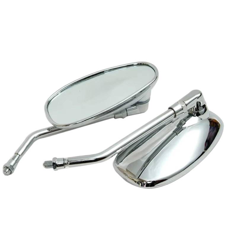 Motorrad-Rückspiegel Für Yamaha 1 Paar 10mm Motorrad Spiegel Oval Retro Rearview Außenspiegel E-Bike Rückspiegel Chrom Motorcycle Rear View Mirror von NLNKZTZGEA