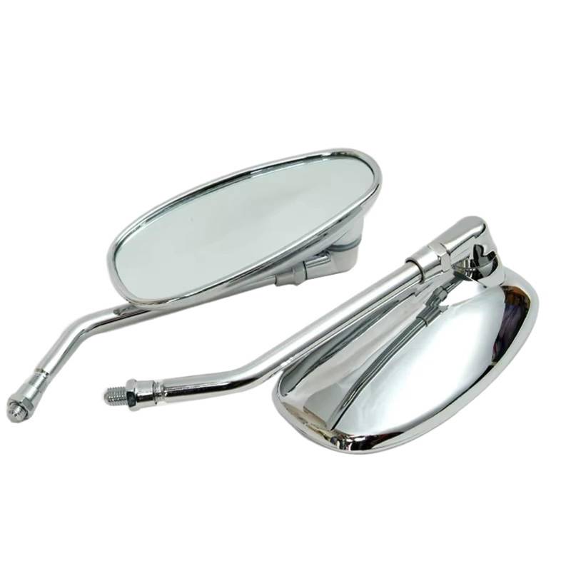 Motorrad-Rückspiegel Für Yamaha 10mm Motorrad Spiegel Chrom Oval Retro Rearview Außenspiegel E-Bike Rückspiegel 1 Paar Motorcycle Rear View Mirror von NLNKZTZGEA