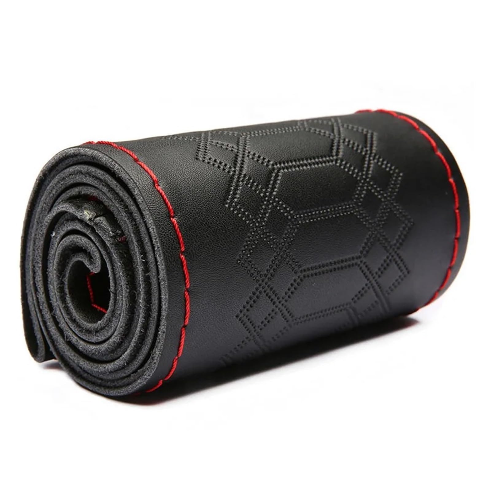 Auto Lenkradabdeckung 15 Zoll 38 cm Leder Braid Auto Lenkrad Abdeckung Anti-Slip Lenkrad Lenkradbezug Fürs Auto(2-Red Thread) von NLNPFGHVZY