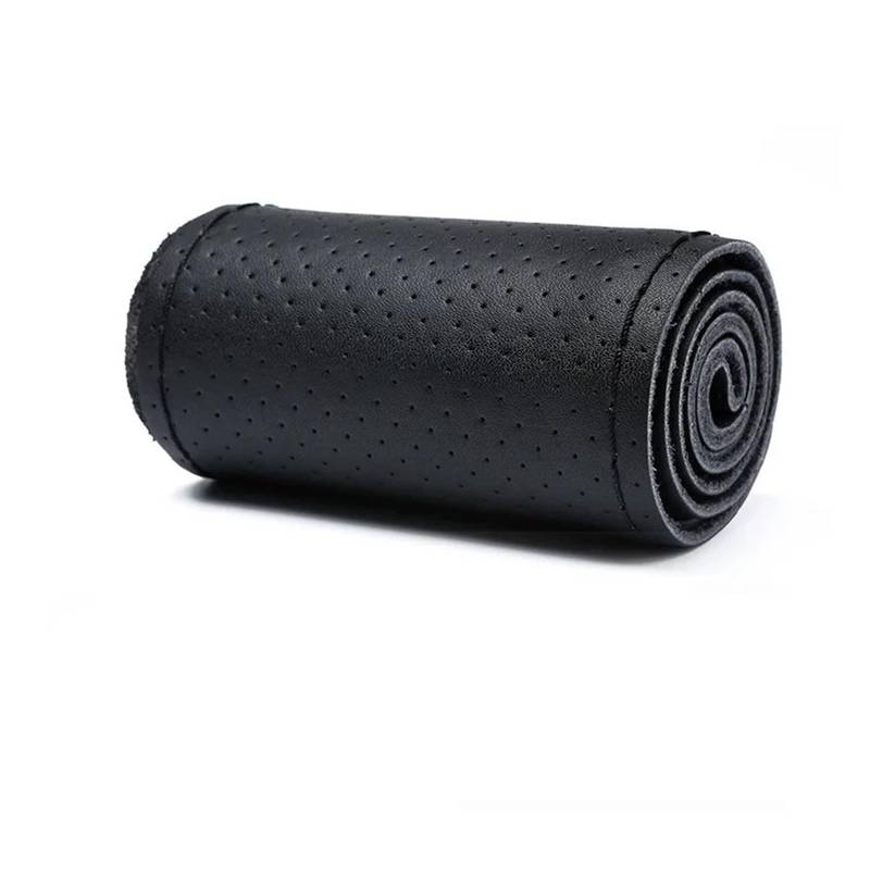 Auto Lenkradabdeckung 36 38 40 cm Echtes Leder Auto Lenkrad Abdeckung Weiche Anti Slip Rindsleder Geflecht Mit Lenkradbezug Fürs Auto(Black 36CM -B) von NLNPFGHVZY