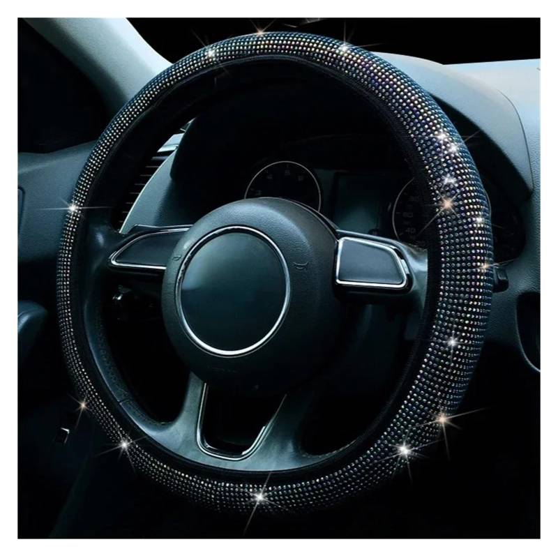 Auto Lenkradabdeckung 38cm Universal Auto SUV Atmungsaktive Anti-Rutsch Bling Strass Lenkrad Abdeckung Für Frauen Mädchen Lenkradbezug Fürs Auto(Black) von NLNPFGHVZY