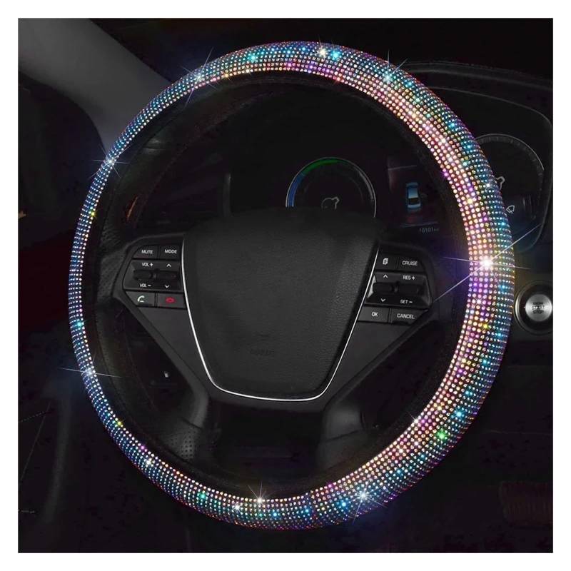 Auto Lenkradabdeckung 38cm Universal Auto SUV Atmungsaktive Anti-Rutsch Bling Strass Lenkrad Abdeckung Für Frauen Mädchen Lenkradbezug Fürs Auto(Multi) von NLNPFGHVZY