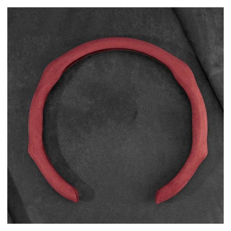 Auto Lenkradabdeckung 5D Auto Lenkradbezug Perforiertes Leder Wildleder rutschfest Atmungsaktiv Universal Lenkrad Lenkradbezug Fürs Auto(Suede red) von NLNPFGHVZY